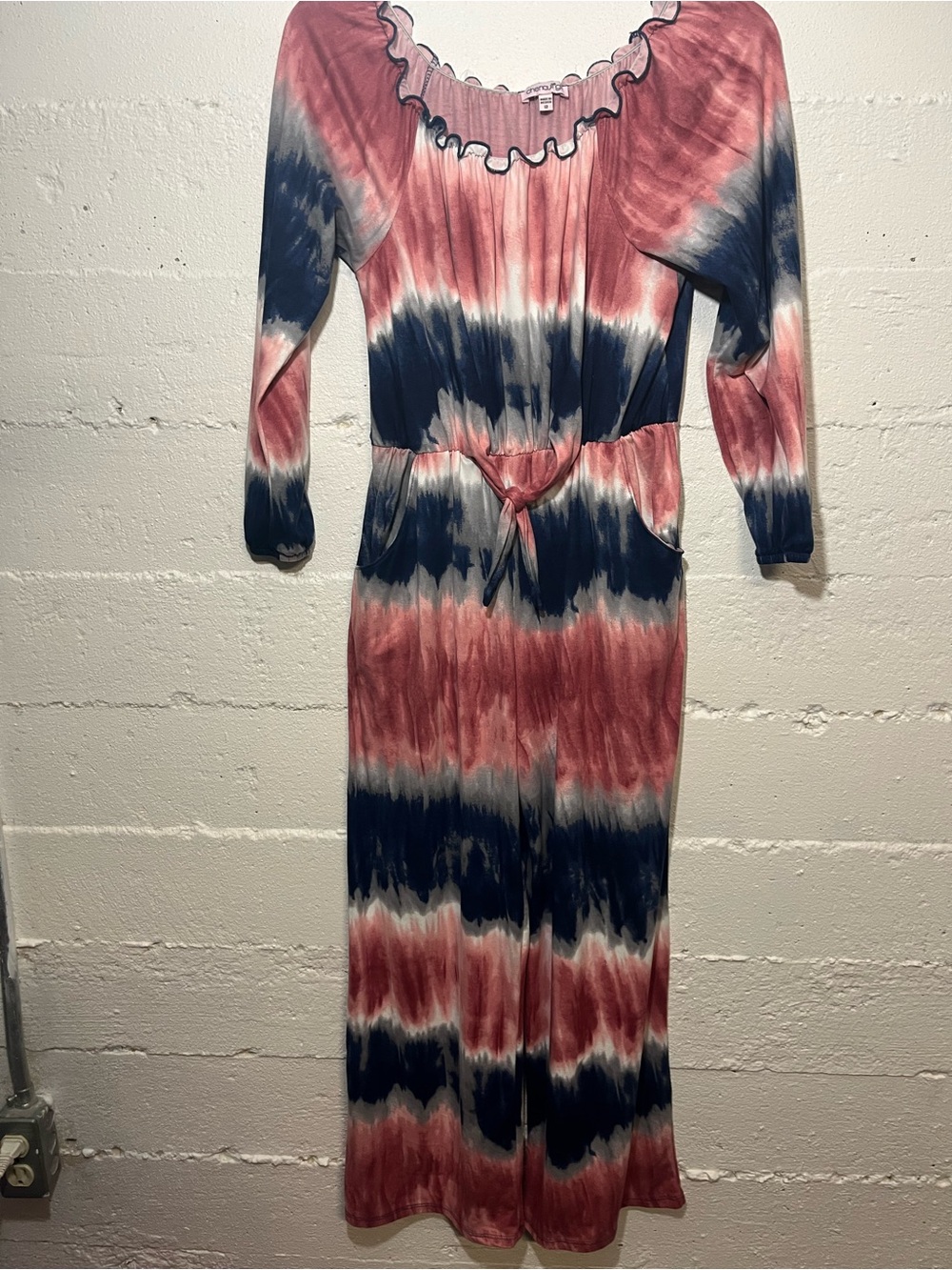 Chenault Pink and Blue Tie-Dye Jumpsuit Romper